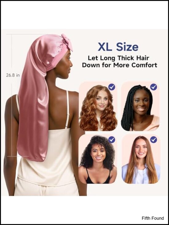22 Momme Mulberry Silk Hair Bonnet for Sleeping Long Hair Braids main image 4